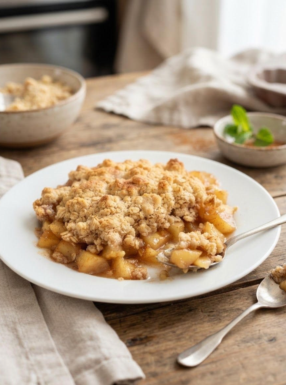 Crumble pommes-cannelle, une des 40 recettes de l'eBook airfryer CrispiCraft