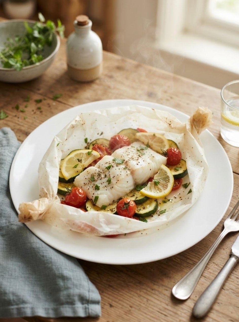 Cabillaud en papillote, une des 40 recettes de l'eBook airfryer CrispiCraft