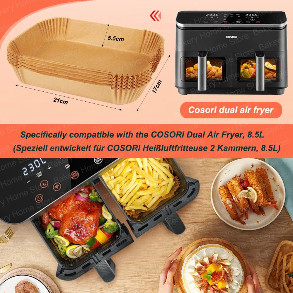 100 Papiers cuissons pour les deux bacs Cosori - Twinfry 10L