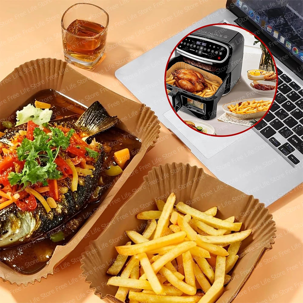 100 Papiers cuissons pour COSORI - Twinfry 10L pour Grand et petits bac