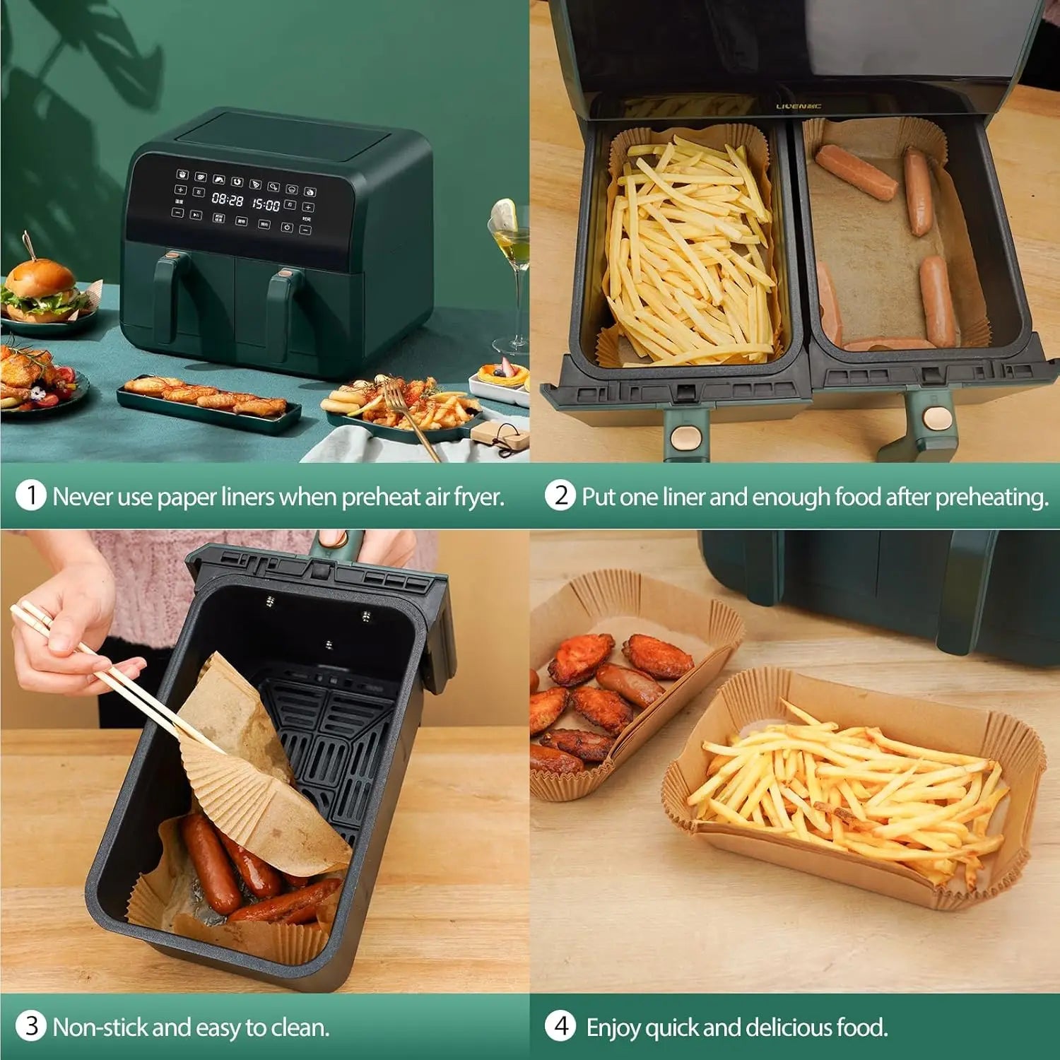 100 Papiers cuissons pour NINJA - Dual zone 7.6L