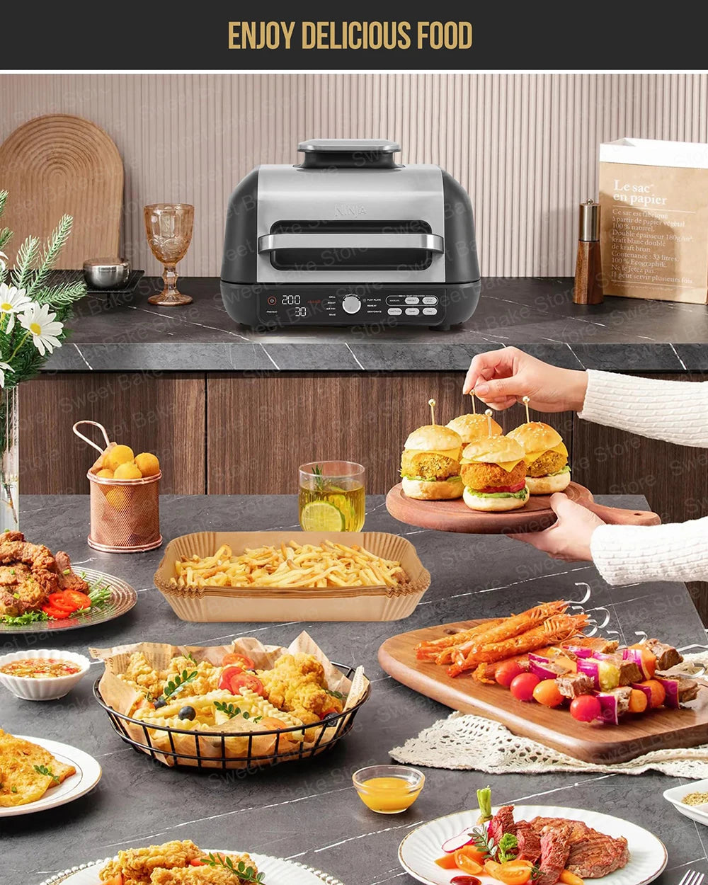 100 Papiers cuissons grand bac pour ESSENTIEL - EAF5 11L