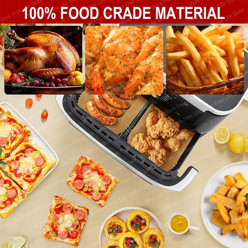 100 Papiers cuissons pour COSORI - Twinfry 10L pour Grand et petits bac