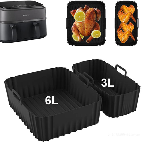 2 bacs silicone toutes cuissons pour MOULINEX - Eazy Fry Dual Flex 9L