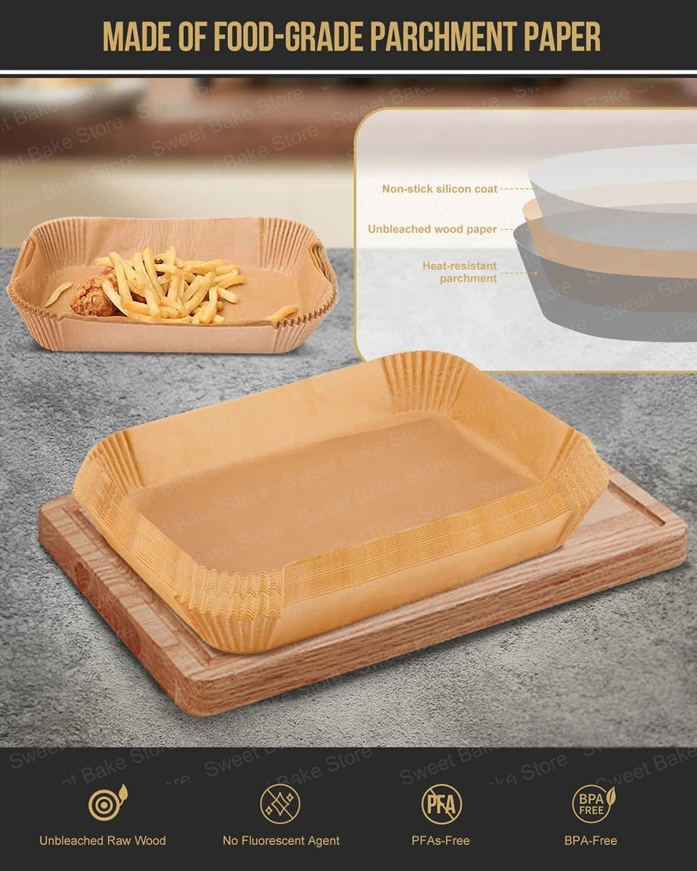 100 Papiers cuissons grand bac pour ESSENTIEL - EAF5 11L