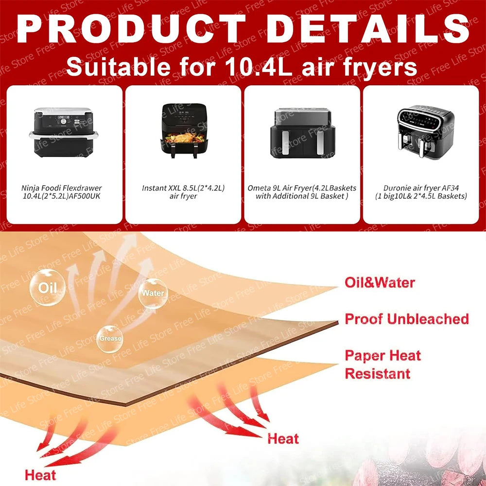 100 Papiers cuissons pour NINJA - Foodi flex 10.4L pour Grand et petits bac