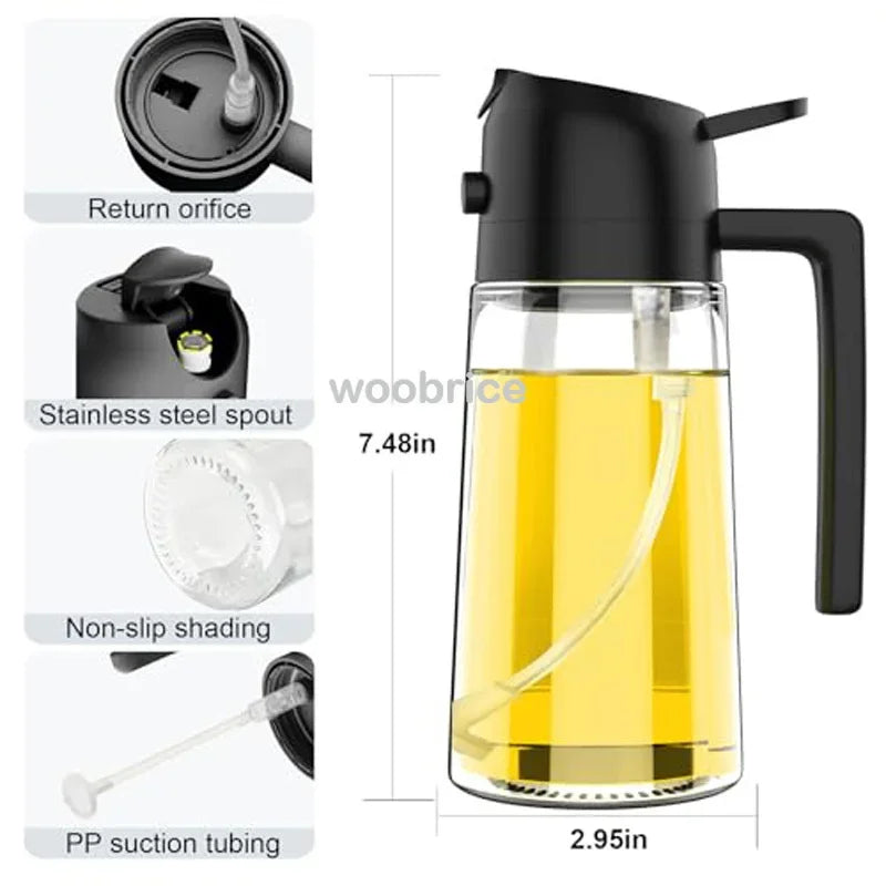Spray / Verseur d'huile (noir) pour cuisson plus saine (airfryer, salades, four, etc...)