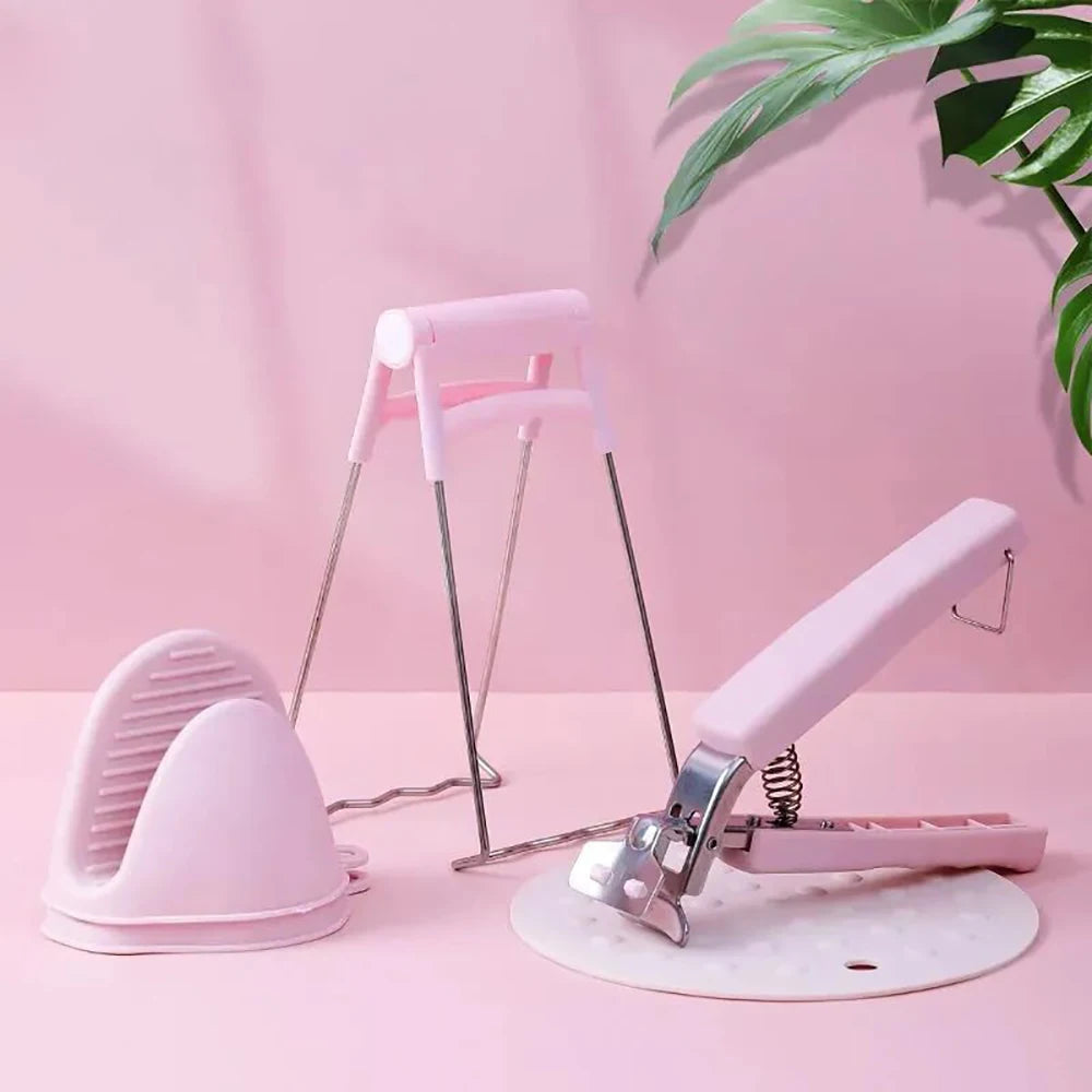 Pince / Gants silicone / Porte-plats - pour tous les Airfryer - bleu ou rose (Accessoires vendus séparément)