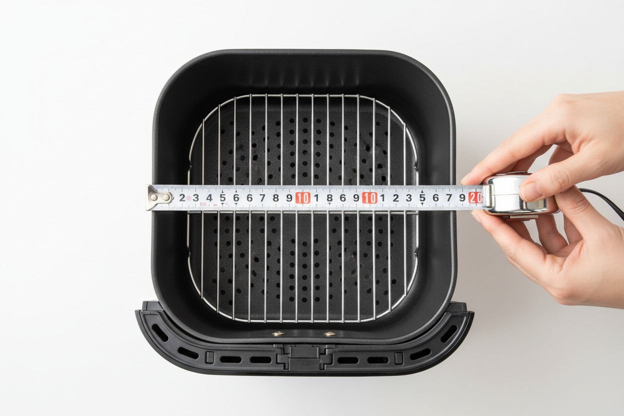 Mesure de bac airfryer avec un métre